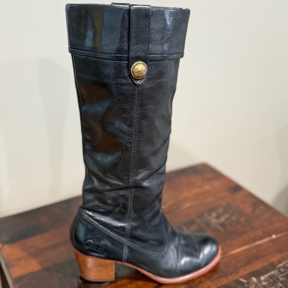 Coach Fayth Black Leather Boots size 7.5B - Picture 2 of 7